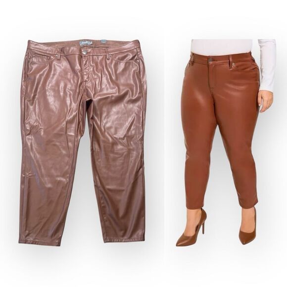 Torrid Faux Leather Pants Women’s 24 High Rise Perfect Skinny Root Beer Brown